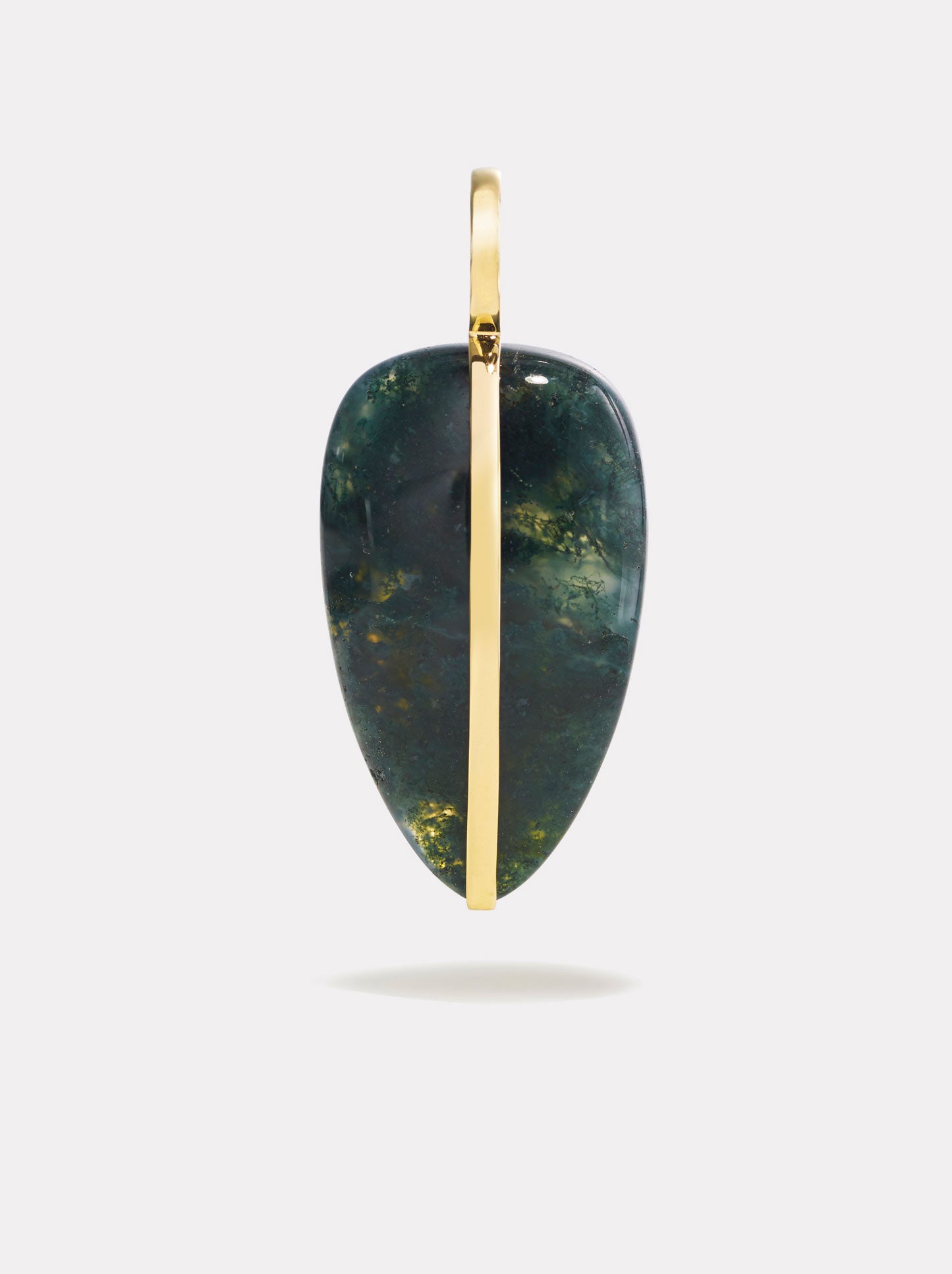 Large Pebble Pendant in Moss Agate | 14K