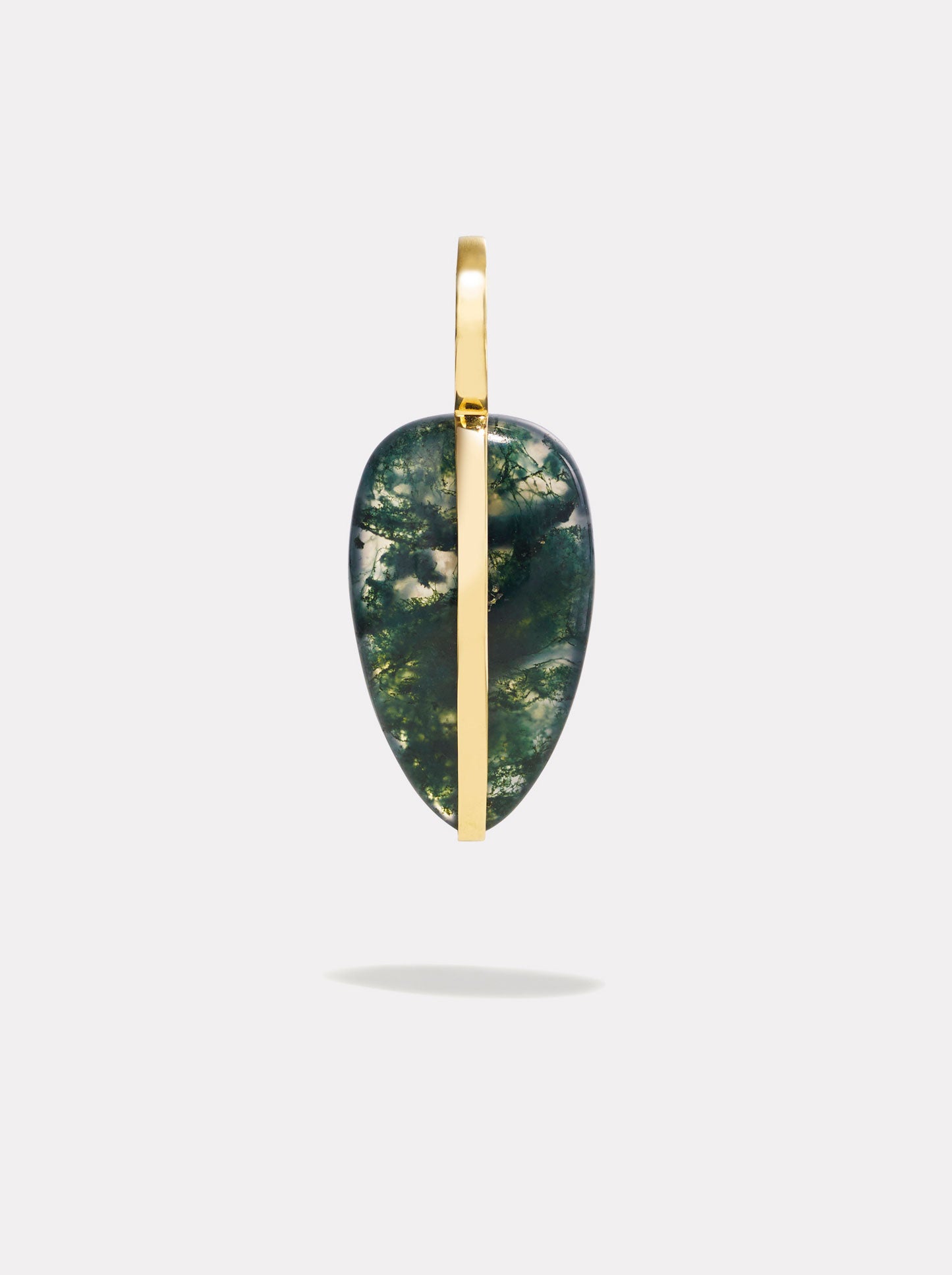 Small Pebble Pendant in Moss Agate | 14K