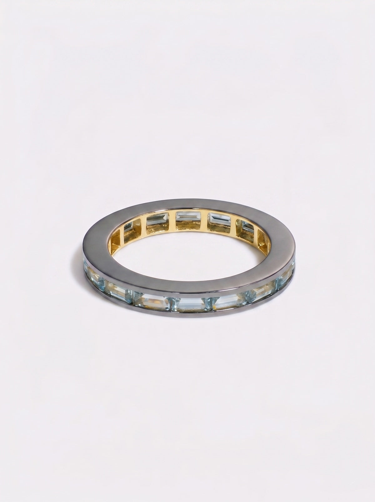 Prism Stacking Ring | Aquamarine with Black Rhodium
