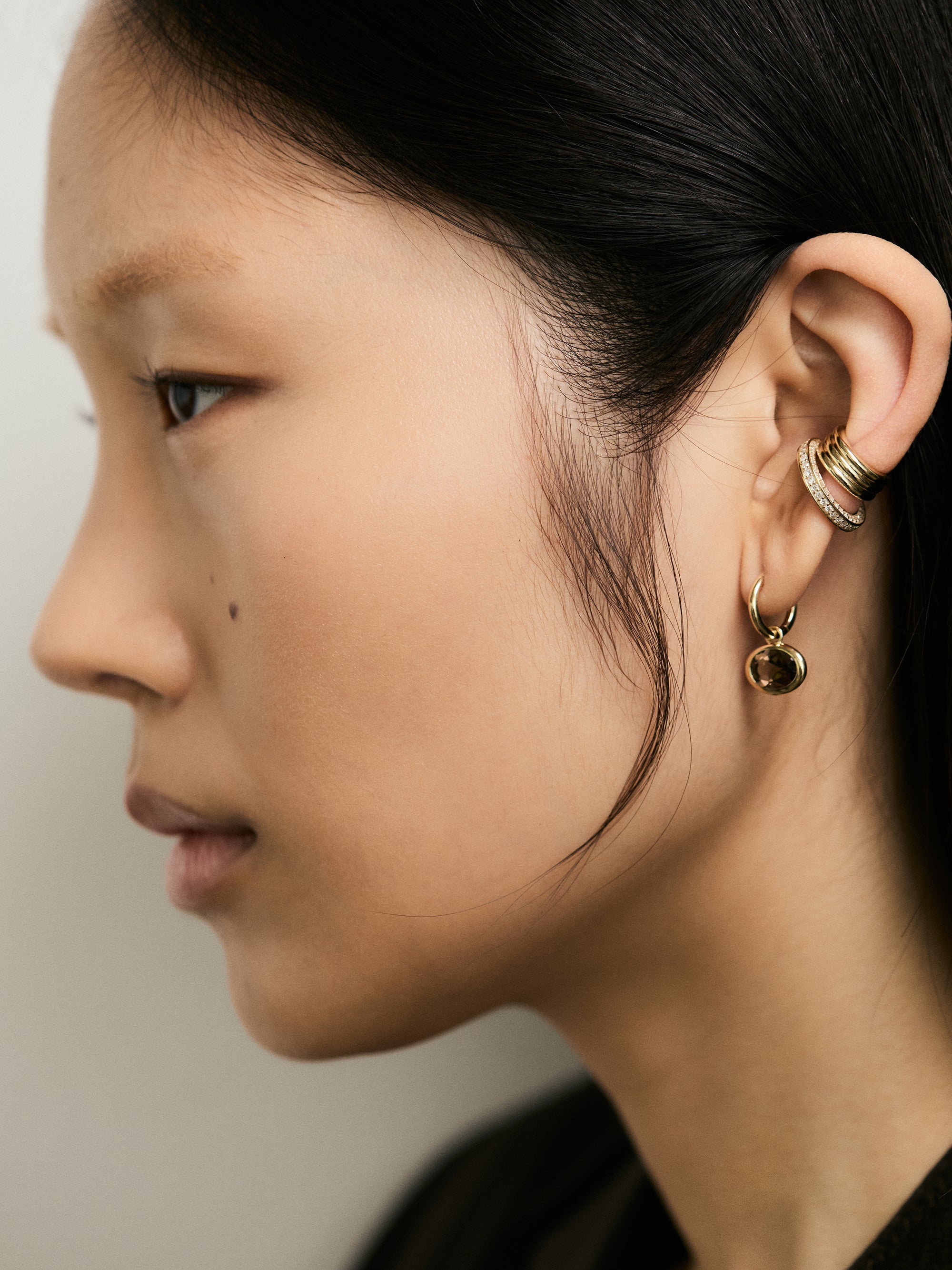 XL Orbit Hoops - Champagne Quartz