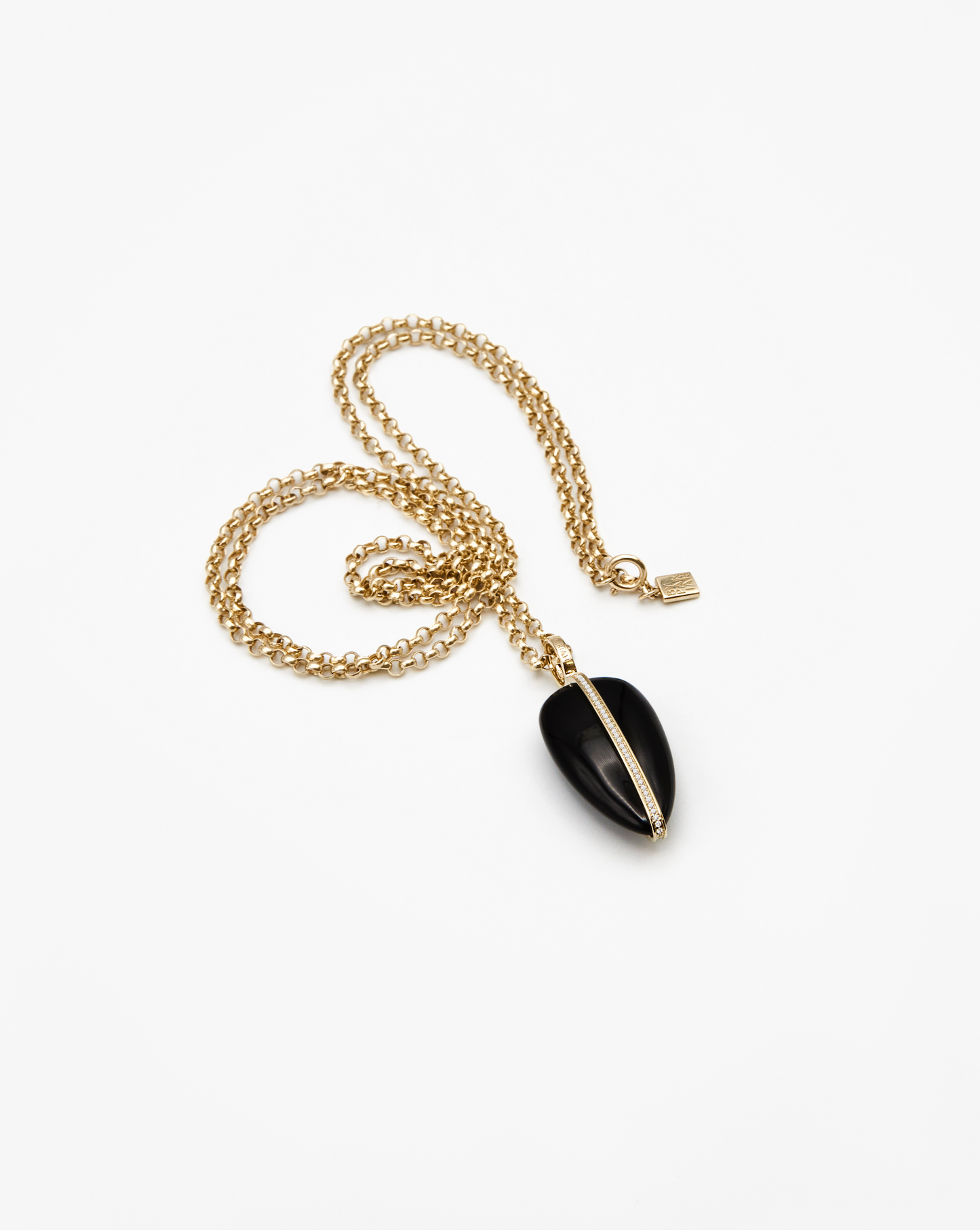 Large Diamond Pebble Pendant in Black Onyx | 14K