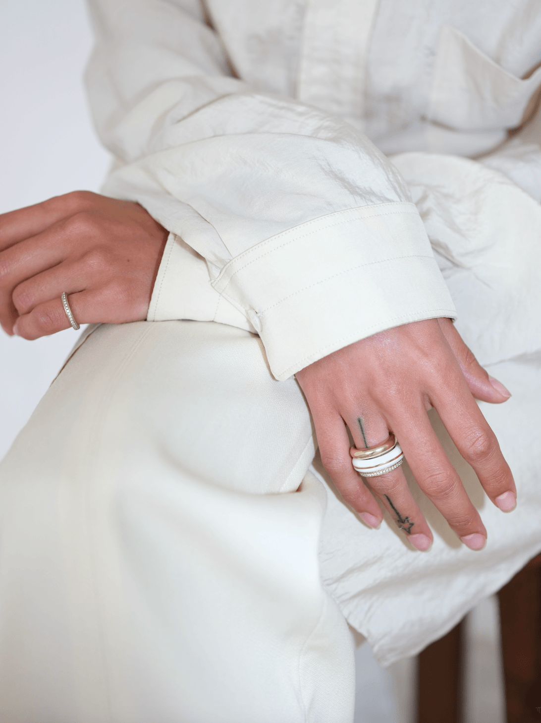 Essential Gem Stacker Ring - White Agate (Made to Order) - By Pariah